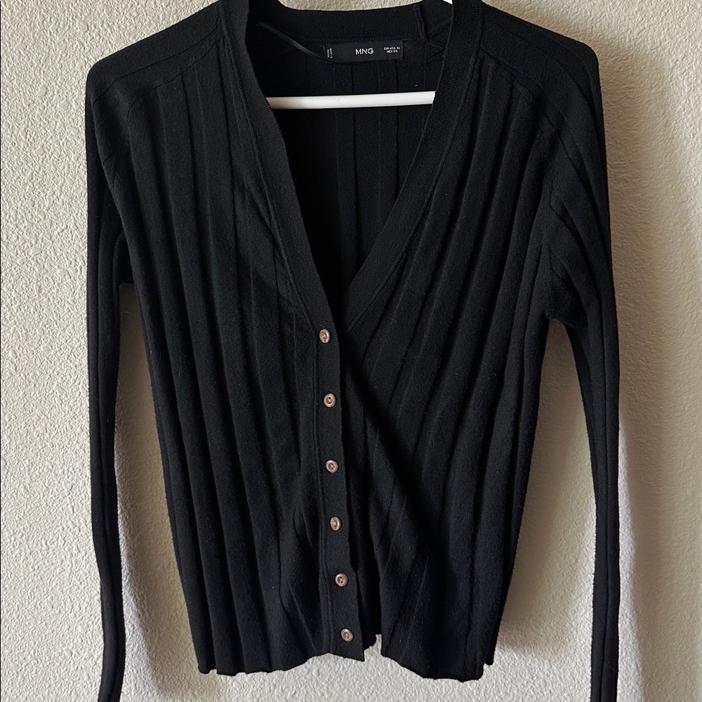 Mango Black Knit button-down Sweater